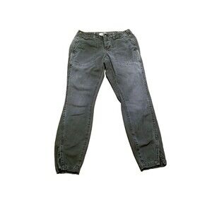 Amo Pants Women Sz 24 Gray Army Twist Ankle Slit Button Fly Pocket Wear (28×26)